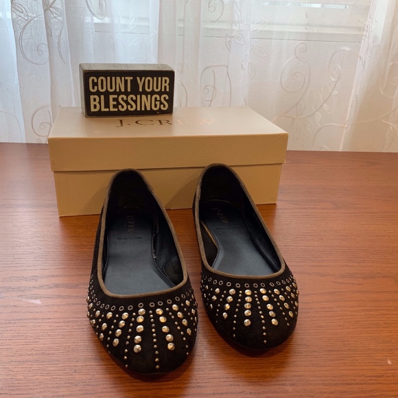 JCREW Suede Studded Ballet Flats - Picture 1 of 7